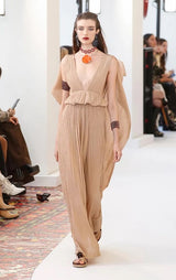 Chic Spring 2019 Chloe by Natacha Ramsay-Levi Pleated Chiffon Dress w Attached Caped Back