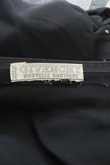 Spectacular 1970s Givenchy by Hubert de Givenchy Black Chiffon Dress w Colored Rhinestones