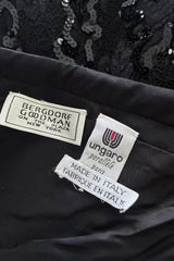 Fall 1992 Emanuel Ungaro Strapless Sequin SIlk & Lace Black Dress w Fringed & Beaded Hem
