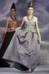 Incredible Fall 1996 Nina Ricci by Gerard Pipart Haute Couture Runway Strapless Silver & Gold Dress