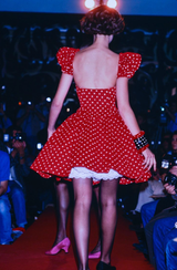 Spring 1988 Christian Lacroix Demi-Couture Runway Red Polkadot Dress w Detachable Sleeves