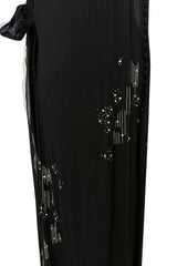 Phenomenal Fall 2006 John Galliano Black Silk Chiffon Dress w Sequins & Beading
