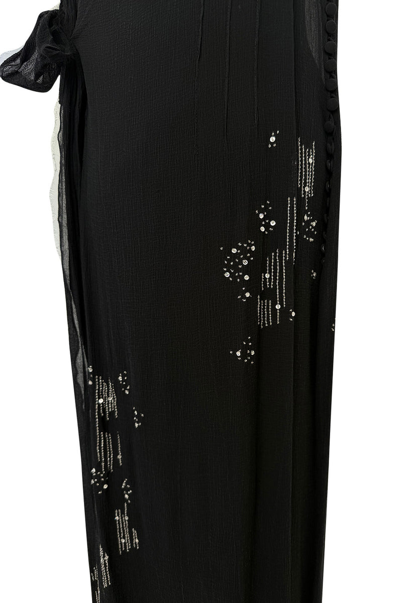 Phenomenal Fall 2006 John Galliano Black Silk Chiffon Dress w Sequins & Beading