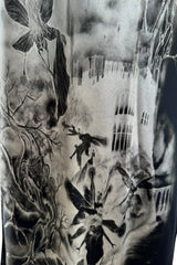 Iconic 2007 Alexander McQueen Fairy / Skeleton Castle Print Silk Bias Cut