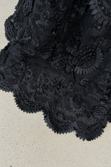 Spring 2008 Oscar De La Renta Black Embroidered Beaded Ribbon Work Floral Silk Organza Dress