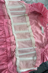 Phenomenal Spring 1988 Jean Louis Scherrer Haute Couture Pink Ruffle Suit w Balloon Sleeves