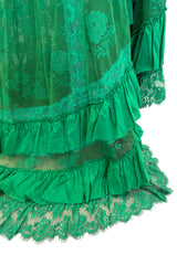 Remarkable Resort 2019 Gucci by Alessandro Michele Runway Look 9 Green Lace & Net Ruffle Dress w Train
