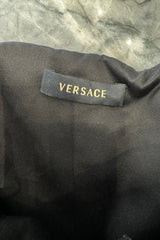 Versace Fall 2006 Black Silk & Sequin Plunge Dress - 14-14.5" W