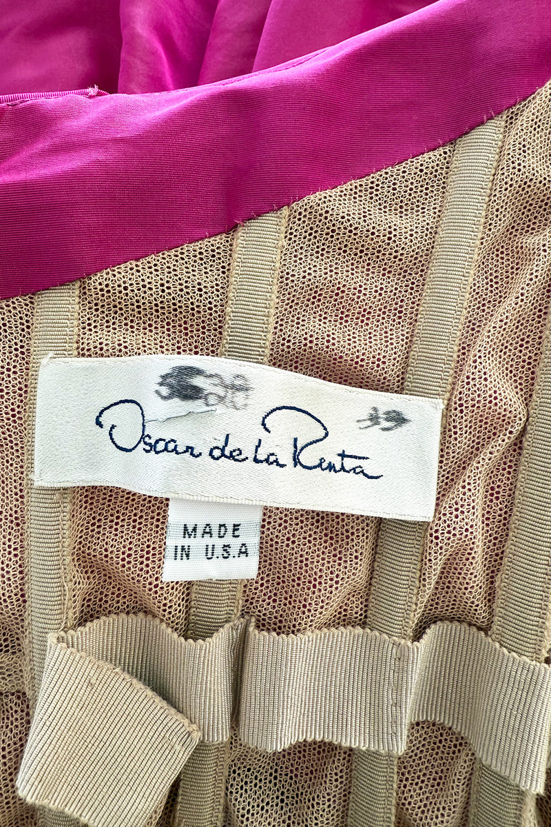 Spectacular Spring 2005 Oscar de la Renta Runway Look 53 Strapless Deep Pink Silk Dress w Full Skirts
