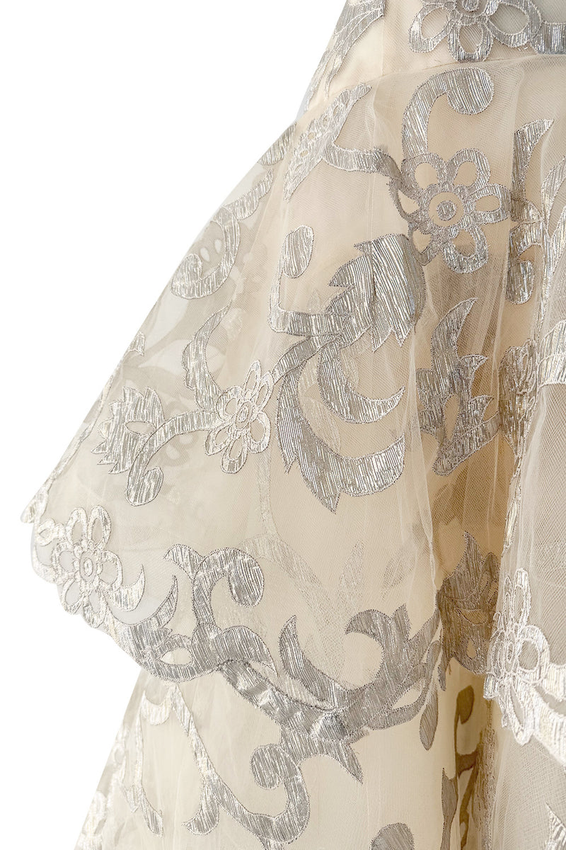 Dreamy Pre-Fall 2015 Oscar de la Renta Look 36 Metallic Gold Applique & Ivory Net Dress