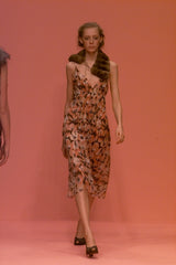 Exceptional Fall 2000 Prada by Miuccia Prada Backless Gold Bias Cut Silk Dress w Front Gathering Detail