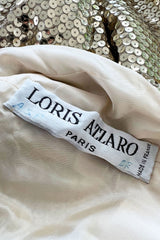 Incredible 1970s Loris Azzaro Densely Covered Gold & Silver Sequin, Bead & Silk Chiffon Dress