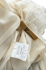 Fall 2007 John Galliano Ivory Silk Chiffon & Lace Dress w Silk Rosettes