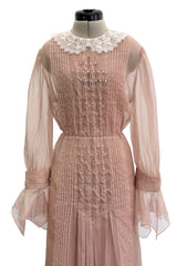 Fall 2020 Gucci by Alessandro Michele Runway Look 29 Dusty Pink Silk Dress & Skirt Overlay Set