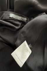 Outstanding Fall 2004 Alexander McQueen Bias Cut Black Silk Dress w Bare Back & Silver Thread Ribbon Detailing