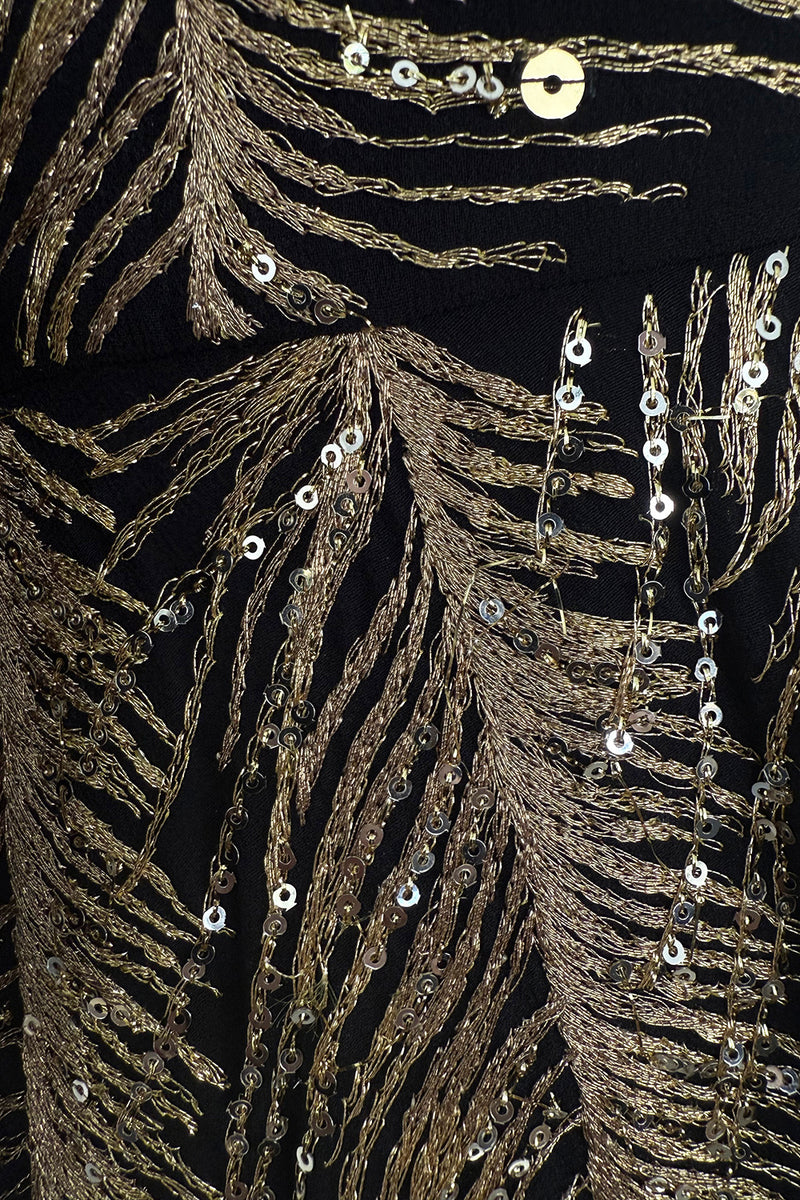 Pre-Fall 2016 Saint Laurent by Hedi Slimane Runway Look 37 Gold Metallic Thread & Sequin Feather Dress