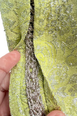 Fall 1966 Chanel Haute Couture by Coco Chanel Pale Green Metallic Lame Dress & Jacket Set