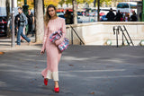 Iconic Spring 2017 Celine by  Pheobe Philo Pale Red-Pink & Ivory Knit Sweater Dress w Exaggerated Ribbing