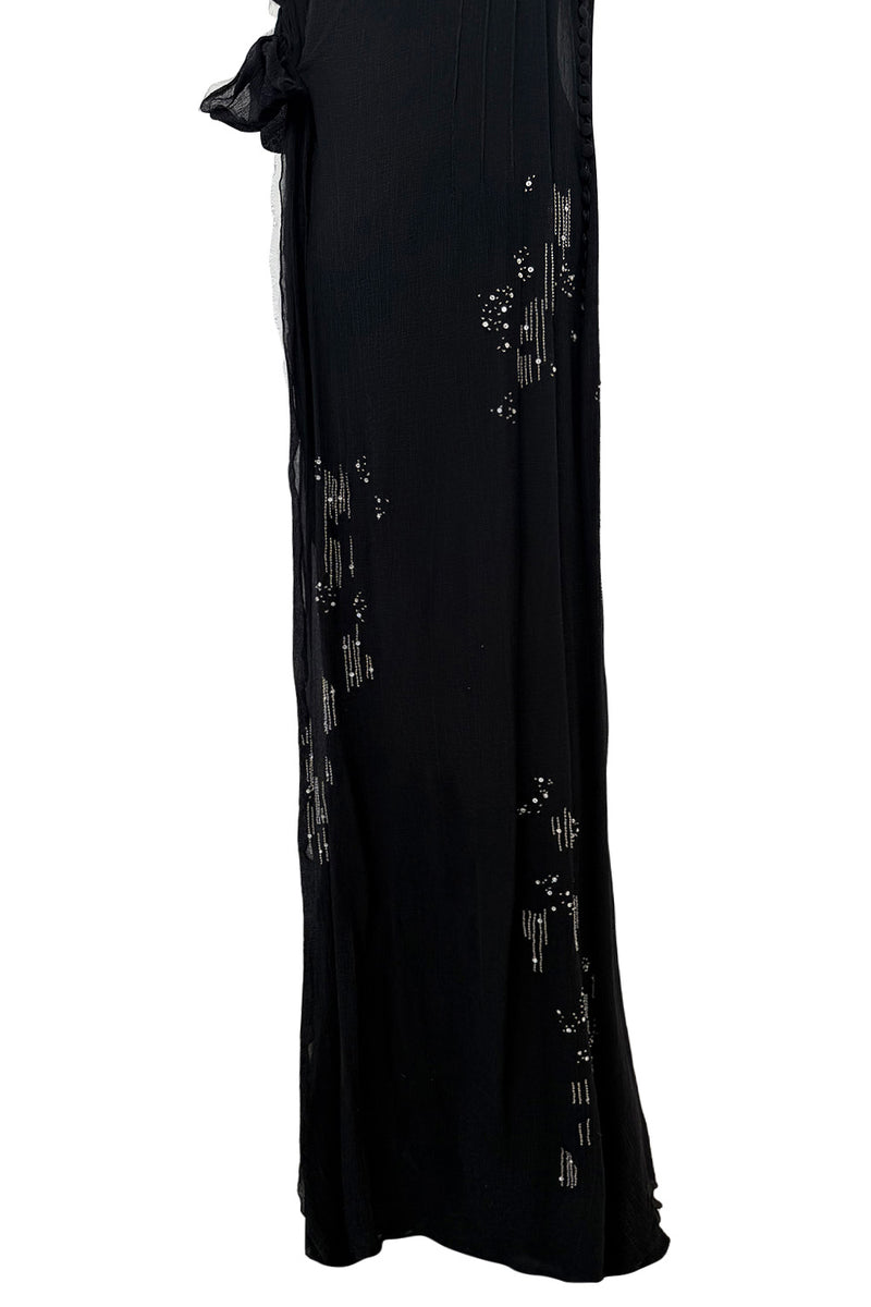Phenomenal Fall 2006 John Galliano Black Silk Chiffon Dress w Sequins & Beading