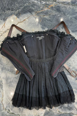 Exceptional Fall 2002 Alexander McQueen Runway Look 44 Corset Mini Dress w Leather Details