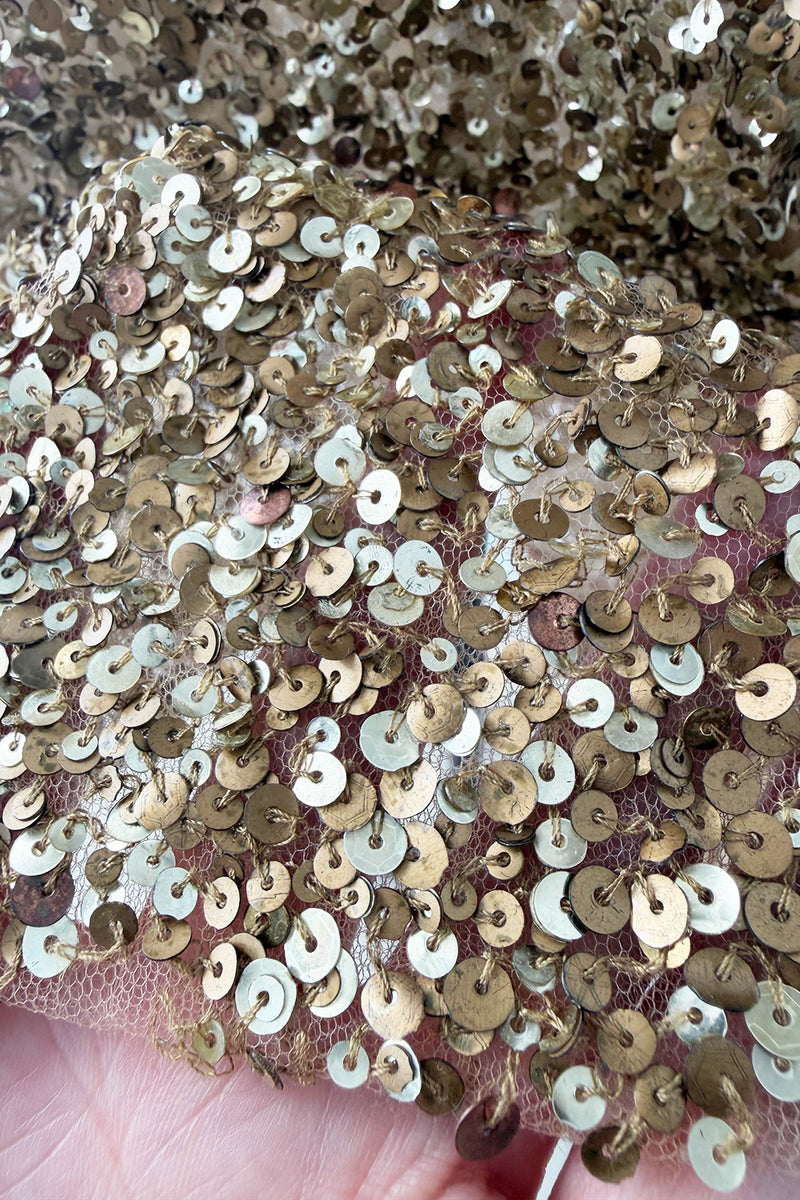 Outstanding 2010s Valentino by the Original Mr. Valentino Two Piece Metallic Gold Sequin Covered Set