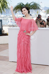 Fall 2010 Valentino Maria Grazia Chiuri & Pierpaolo Piccioli Runway Look 37 Off Shoulder Ruffle Dress