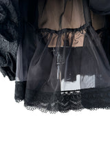 Exceptional Spring 1988 Christian Lacroix Demi-Couture Luxe Label Black Pouf Dress w Attached Shoulder Piece