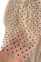 Prettiest Fall 2024 Atelier Prabal Gurung Look 7 Black Dotted Pale Nude Pinkish Net Strapless Dress w Full Skirts