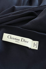 Spring 2008 Christian Dior by John Galliano Deep Blue Silk Chiffon One Shoulder Dress w Beading