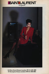 Iconic Spring 1985 Yves Saint Laurent Runway & Ad Campaign Plunge Dress w Jewel Clasp