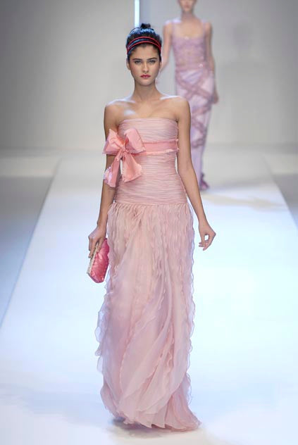 Spring 2007 Valentino Runway Look 57 Strapless Red Silk Chiffon Ruffle Dress