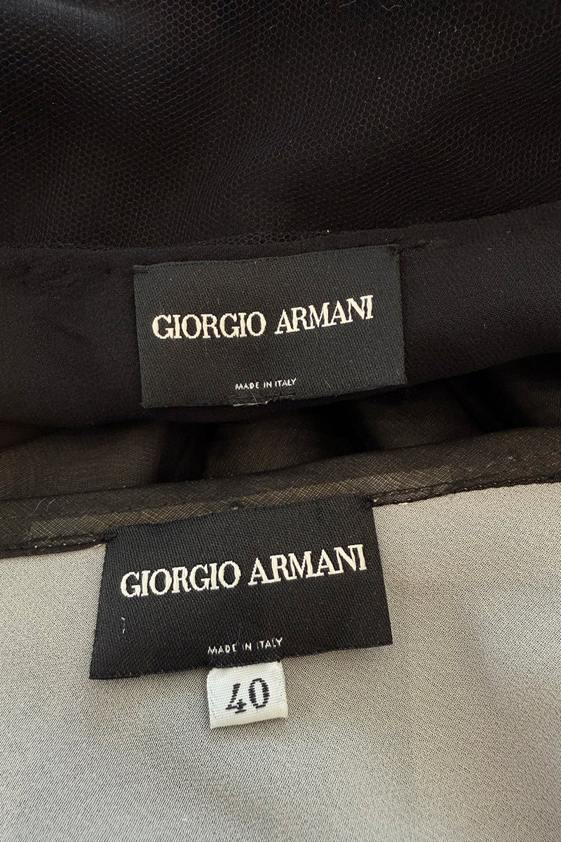 Prettiest Spring 2006 Giorgio Armani Silk Chiffon & Net Skirt and Top Set w Beaded Butterflies
