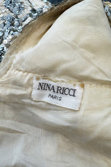 Exceptional 1960s Nina Ricci by Gérard Pipart Haute Couture Silver & White Densely Sequin Dress