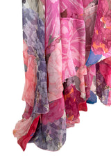 c. Resort 2020 Valentino by Pierpaolo Piccioli Ruffle Detailed Silk Chiffon Floral Caftan Dress w Tie Belt