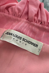 Phenomenal Spring 1988 Jean Louis Scherrer Haute Couture Pink Ruffle Suit w Balloon Sleeves
