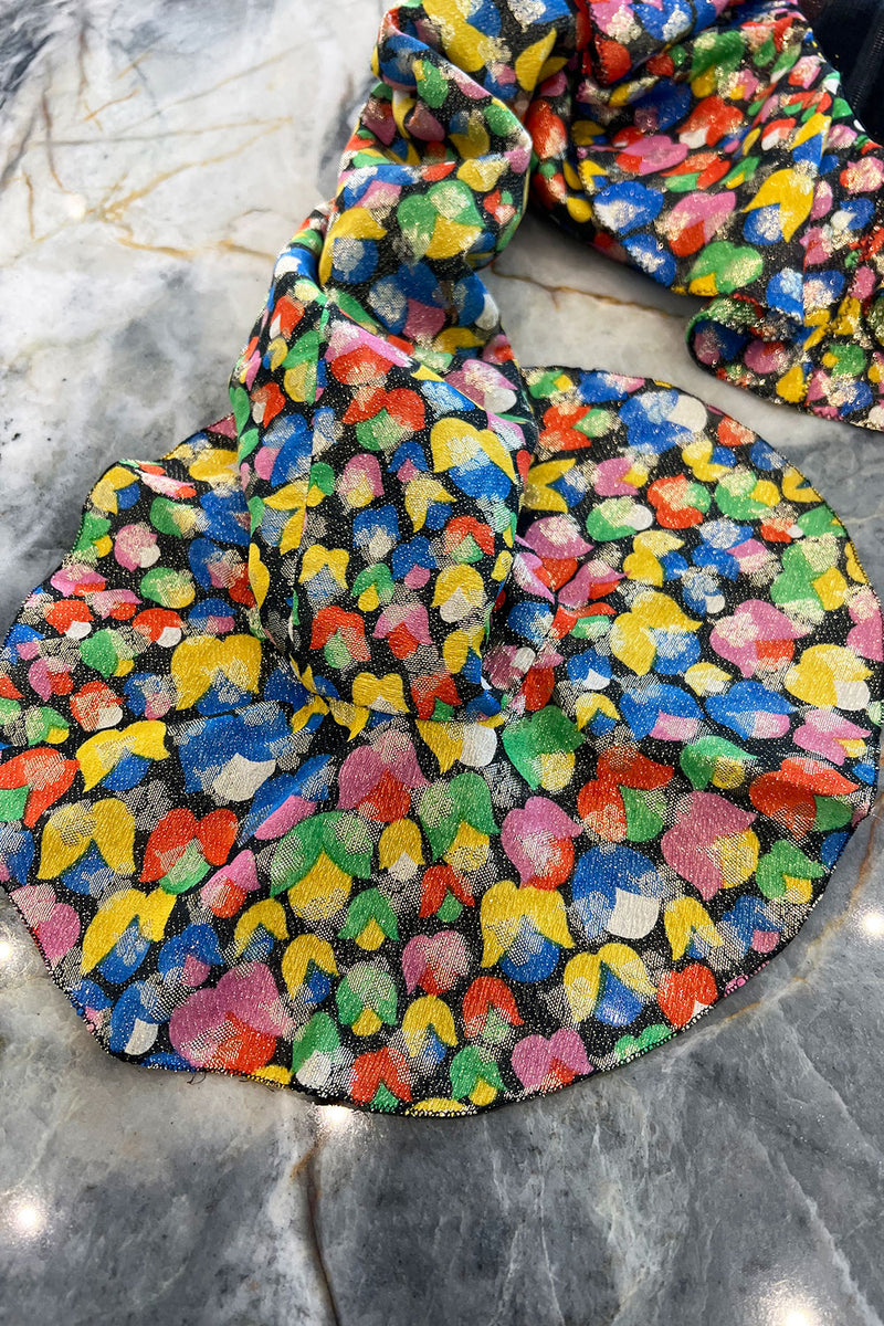 Numbered 1970s Christian Dior by Marc Bohan Demi-Couture Metallic Multi Color Silk Set