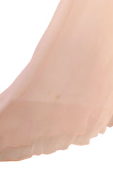 Prettiest 1960s Unlabeled Pale Pink Strapless Dress w Silk Chiffon & Flower Detailed Bodice