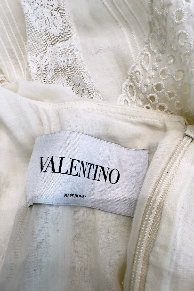 Romantic Resort 2015 Valentino by Pierpaolo & Piccioli & Maria Grazia Chiuri Cotton Embroidered Dress w  Flower Belt
