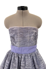 Elegant Late 1950s Sybil Connolly Couture Pale Lavender Pleated Linen Strapless Dress w Shawl