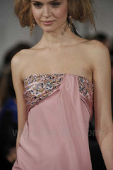 Dreamy Fall 2012 Oscar de la Renta Runway Look 58 Strapless Pink Dress w Jewels & Rhinestones