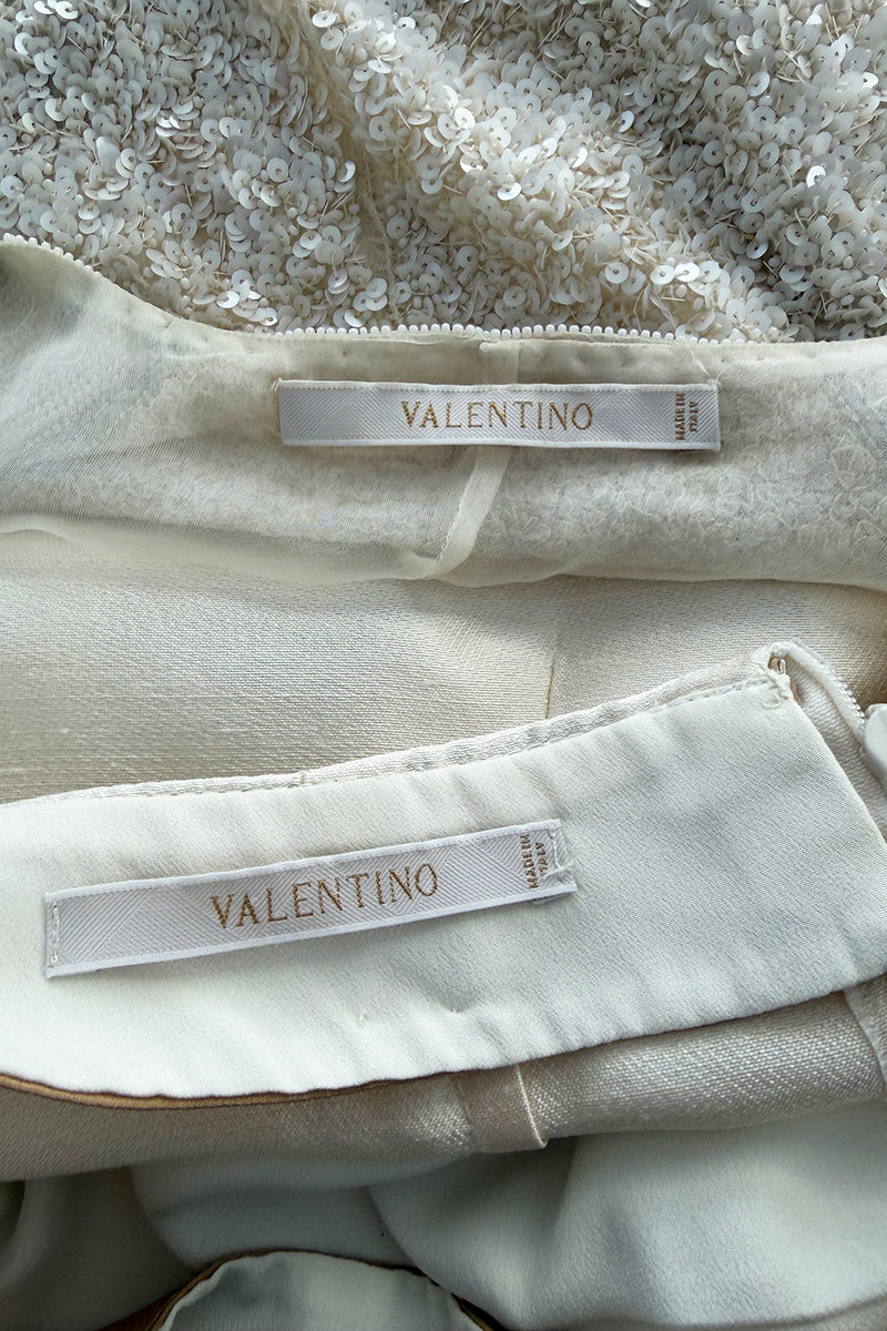 Extraordinary Spring 2001 Original Valentino Runway Look 73 Sequin Top & Ivory Silk Skirt Set