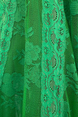 Remarkable Resort 2019 Gucci by Alessandro Michele Runway Look 9 Green Lace & Net Ruffle Dress w Train
