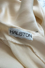 1970s Halston Couture by Roy Halston Bias Cut Silk Dress w Flared Sleeves & Keyhole Back Slit