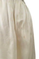 Exceptional 1959 Balenciaga Haute Couture Strapless Ivory Silk Chiffon w Metallic Embroidery