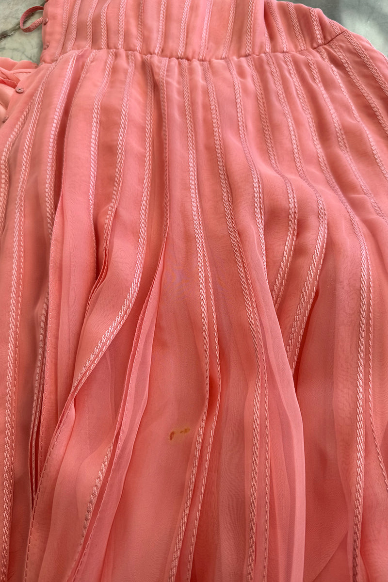 Chanel 1975-76 Haute Couture Top Stiched Pink with Belt - 13.5" W