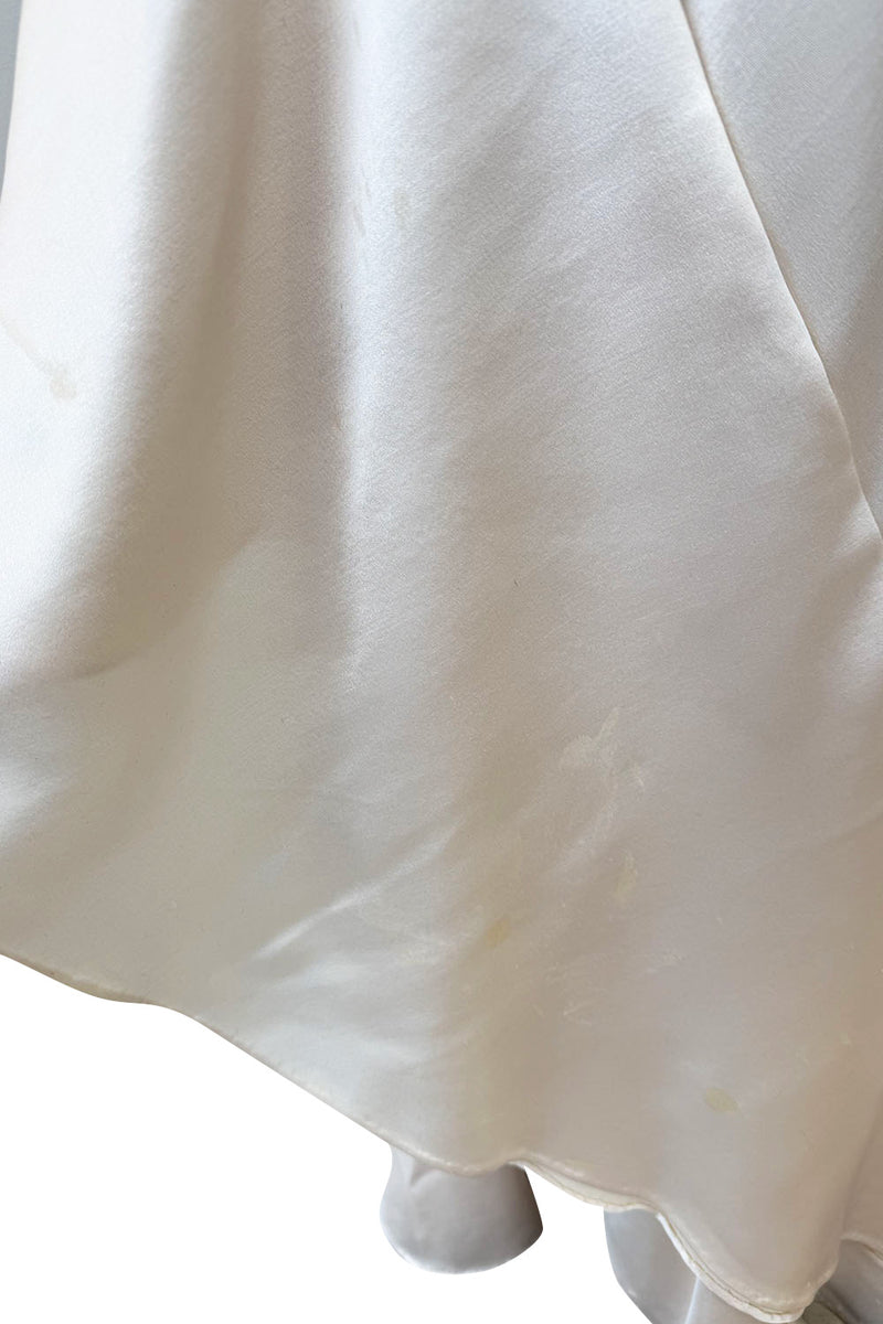 Incredible 1977 Halston Couture Heavy Weighted Ivory Silk Charmeuse Spiral Paneled Dress