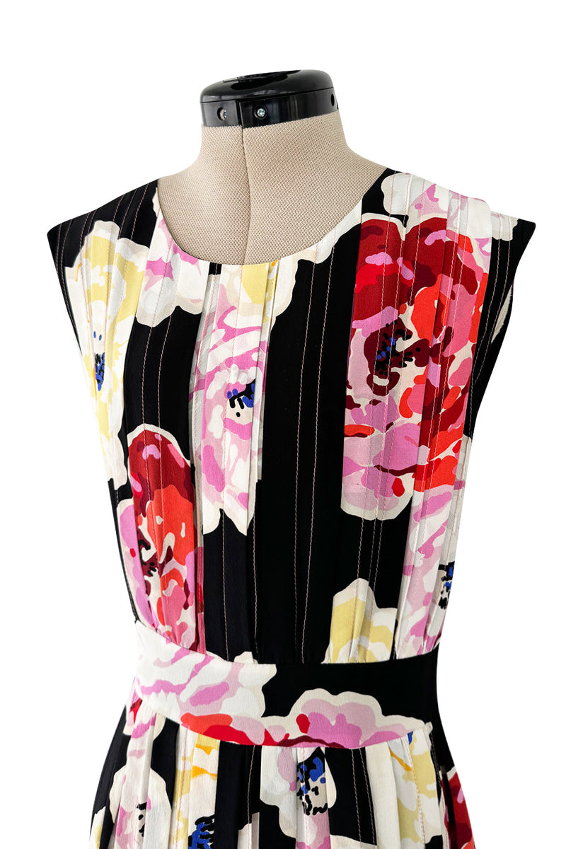 Prettiest Spring 2011 Chanel by Karl Lagerfeld Runway Look 48 Pleated Sleeveless Floral Silk Dress