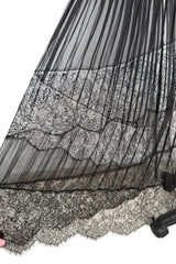 Ethereal Spring 2011 Nina Ricci by Peter Copping Black Silk Chiffon & Ivory Lace Plunge Dress