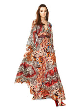 Prettiest Pre-Fall 2016 Etro by Veronica Etro Printed Silk Chiffon Dress w Embroidered & Beaded Detailing