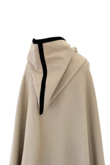 Well Documented Fall 1976 Yves Saint Laurent Hooded Cape w Braided Edges & Tassel Details